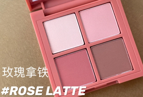 3ce四色眼影rose latte试色，黄皮可入，快冲！3