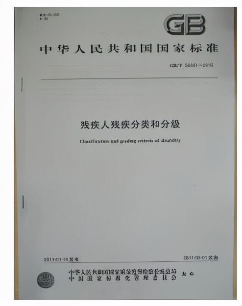 中国残疾人实用评定标准（一二三四残疾补贴标准）