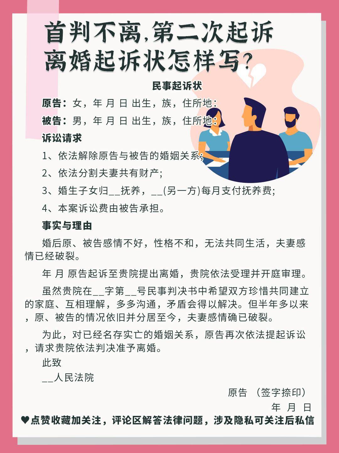 离婚二次起诉书怎么写（完整的离婚起诉书模板）