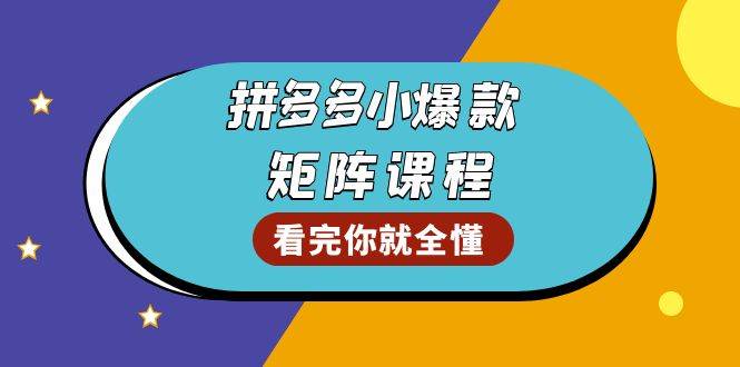 拼多多爆款矩阵课程：教你测出店铺爆款，优化销量，提升GMV，打造爆款群