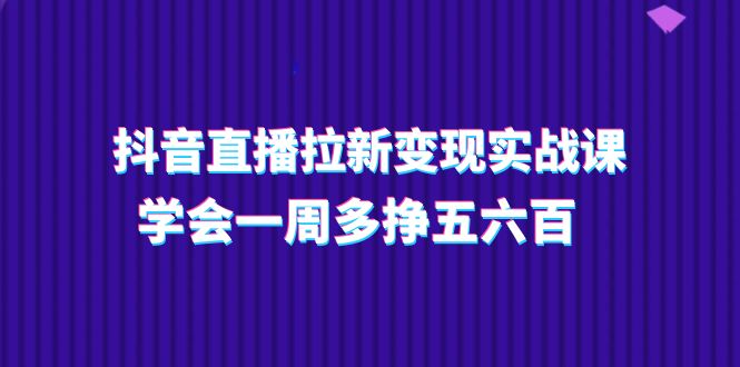 抖音直播拉新变现实操课，学会一周多挣五六百（15节课）