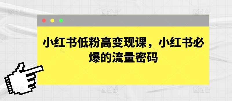 小红书变现宝典！低粉逆袭，流量密码轻松解锁?