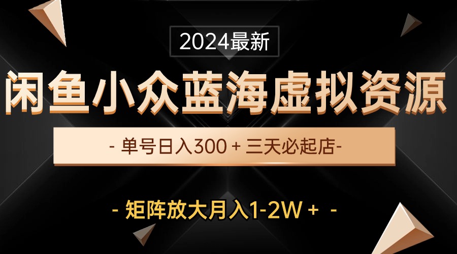 闲鱼蓝海项目：小众虚拟资源，三天必起店，轻松日入300+