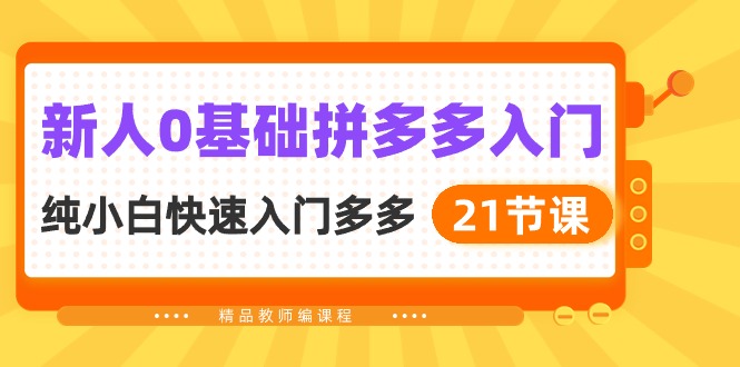 新人拼多多运营实操：0基础小白快速入门指南（21节课）