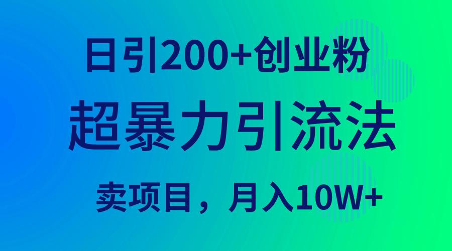 超暴力引流法，单日引200+创业粉，卖项目月入10万+