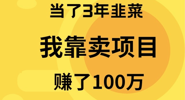 我当了3年韭菜，但是靠卖项目赚了100万