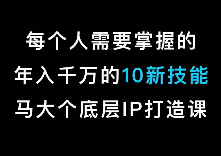 马大个的个人IP底层逻辑课，​每个人需要掌握的年入千万的10新技能，约会底层IP打造方法！