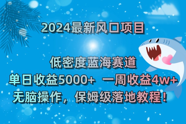 2024新风口项目 低密度蓝海赛道，日收益5000+周收益4w+ 无脑操作，保…