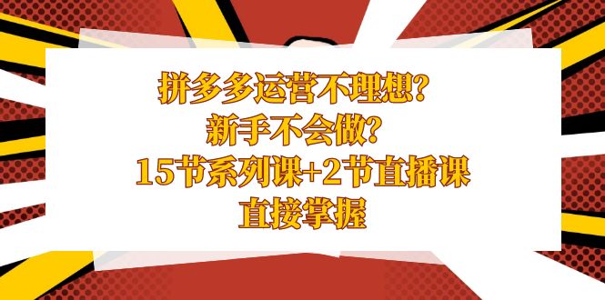 拼多多运营课程，新手不会做？15节系列课+2节直播课，直接掌握