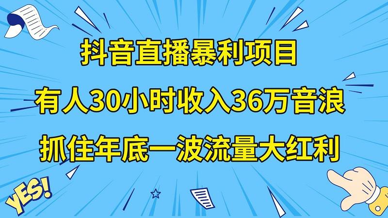 抖音直播暴利项目，有人30小时收入36万音浪，公司宣传片年会视频制作，抓住年底一波流量大红利