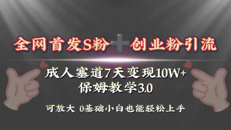 暴力引流玩法揭秘！7天成人赛道10W+变现，轻松上手！保姆3.0