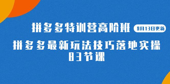 【独家攻略】2023拼多多特训营高阶班，带你玩转拼多多技巧！赶快来学习吧！【9月13日更新】