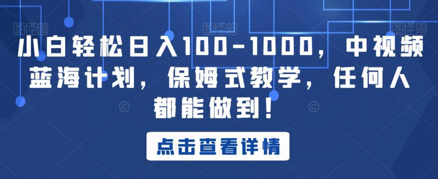 从零开始，轻松日入100-1000！中视频蓝海计划，保姆式教学揭秘！