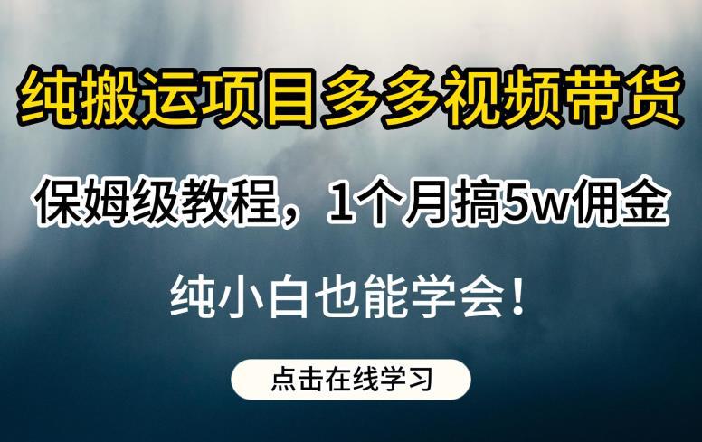 纯搬运视频带货保姆级教程：学会如何1个月搞5W佣金，轻松赚钱！