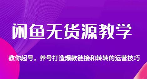 闲鱼无货源教学，教你起号，养号打造爆款链接以及转转的运营技巧