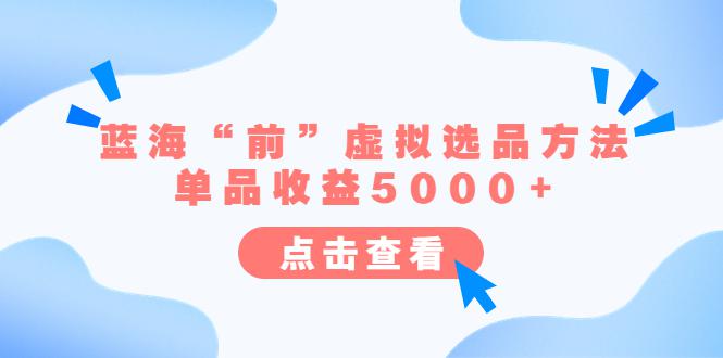 蓝海市场揭秘：蓝海“前”虚拟选品方法，单品收益5000！