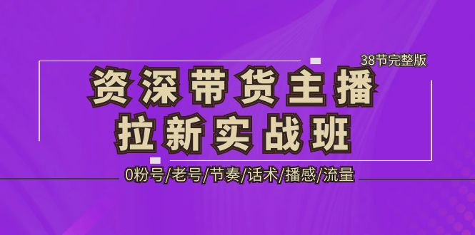 资深·带货主播拉新实战班，0粉号/老号/节奏/话术/播感/流量-38节完整版