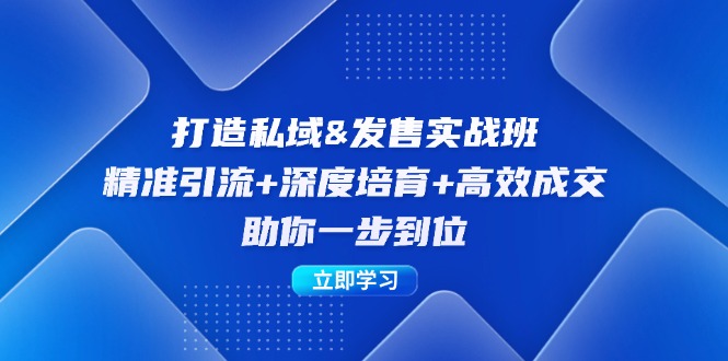 打造私域&发售实操班：精准引流+深度培育+高效成交，助你一步到位