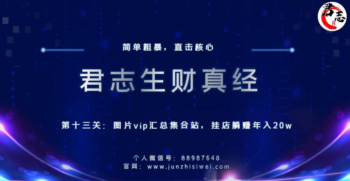 君志生财真经第十三关：图片vip汇总集合站，挂店躺赚年入20w