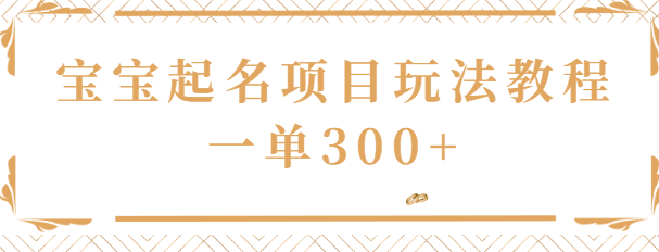 宝宝起名项目玩法教程，一单300+，初中生都能做的项目【视频教程】