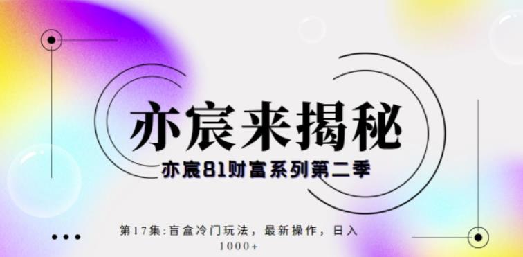 亦宸财富81系列第2季第17集：盲盒冷门玩法，最新操作，日入1000+