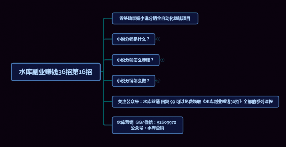 零基础掌握小说分销全自动化赚钱项目【水库副业赚钱36招第16招】