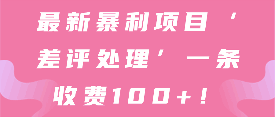 最新2021暴利项目‘差评处理’一条收费100元+！【视频教程】