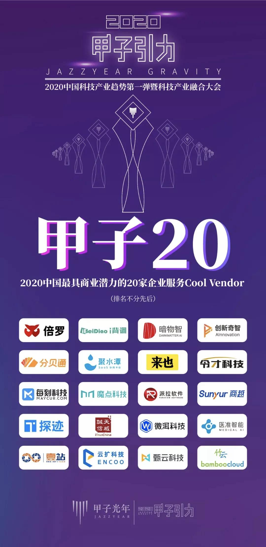 天威诚信入选甲子光年「2020中国最具商业潜力的20家企业服务Cool Vendor榜单」