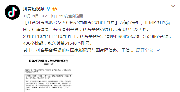 抖音再下刀，下架部分话题永久封禁5万账号