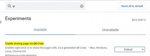 Google Chrome开启二维码功能 可将网页共享到Android版浏览器
