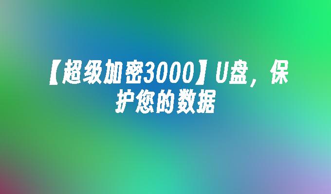 【超级加密3000】U盘，保护您的数据