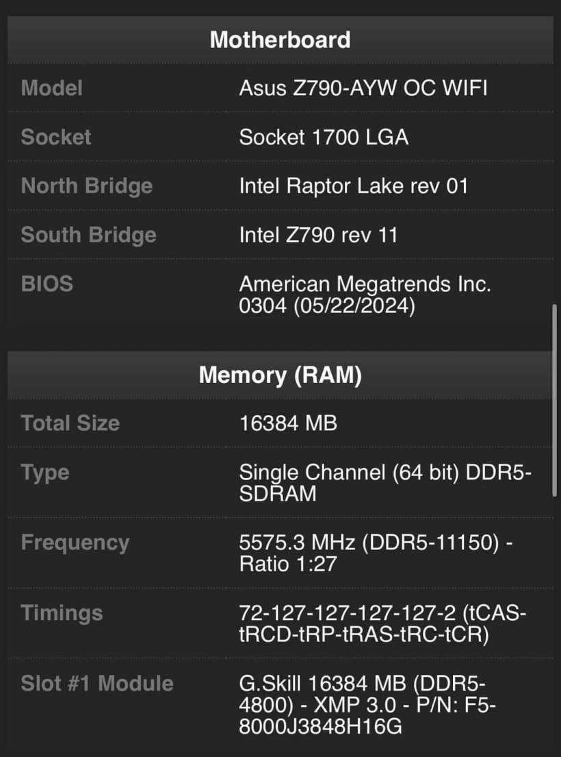 华硕将推 Z790-AYW OC WiFi 主板：1SPC 内存超频优化设计，液氮下可达 11150MT/s