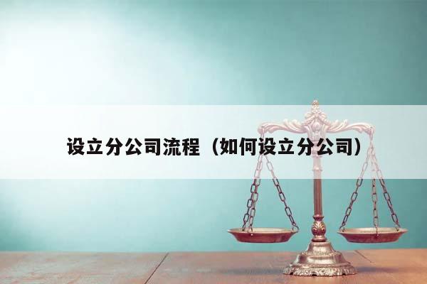 设立分公司流程（如何设立分公司）