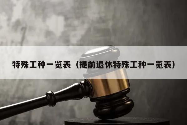 特殊工种一览表（提前退休特殊工种一览表）
