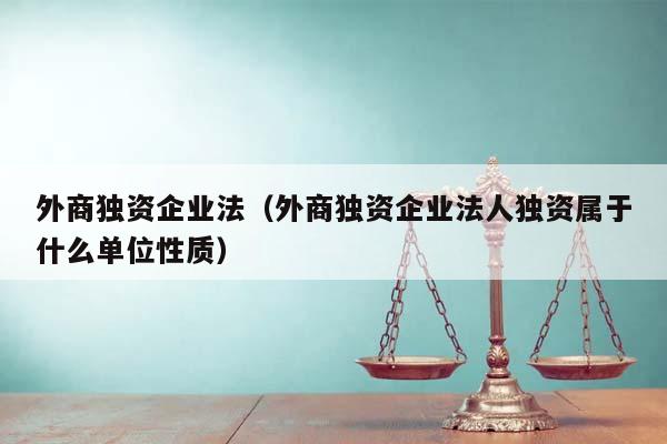 外商独资企业法（外商独资企业法人独资属于什么单位性质）