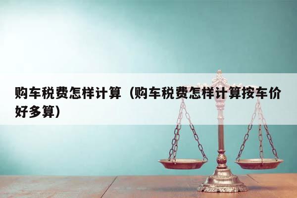 购车税费怎样计算（购车税费怎样计算按车价好多算）