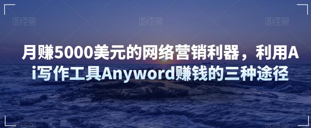 利用Ai写作工具Anyword赚钱的三种途径，月赚5000美元的网络营销利器