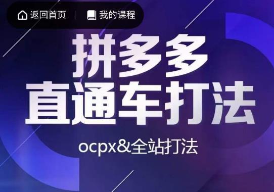 互力·拼多多直通车实战课程，掌握OCPX和全站推广的打法