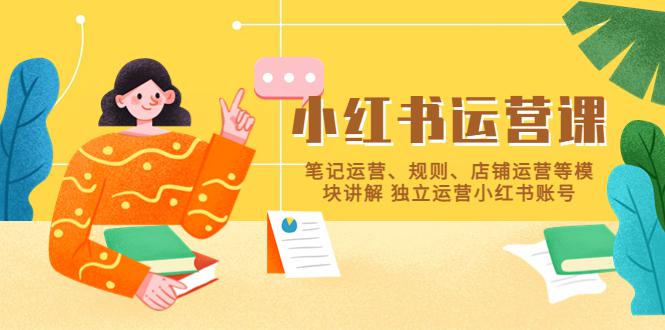 小红书·运营课，笔记运营、规则、店铺运营等模块讲解 独立运营小红书账号