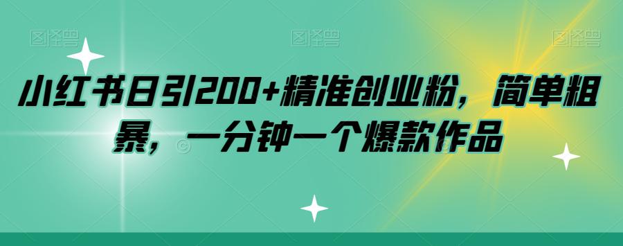 小红书创业秘籍，精准引爆200粉丝，简单粗暴，一分钟打造爆款作品【揭秘】