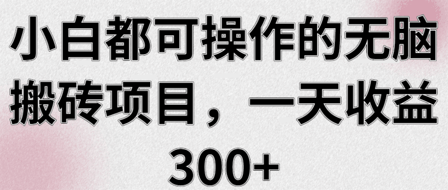 新手都可操作的无脑搬砖项目，一天收益3百+【视频课程】