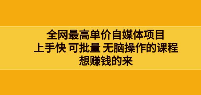 全网最单高价自媒体项目：上手快可批量无脑操作的课程，想赚钱的来