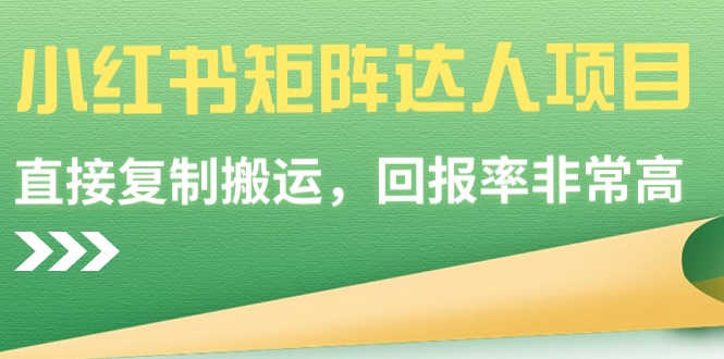 2024小红书矩阵达人项目，简单直接复制搬运，回报率非常高