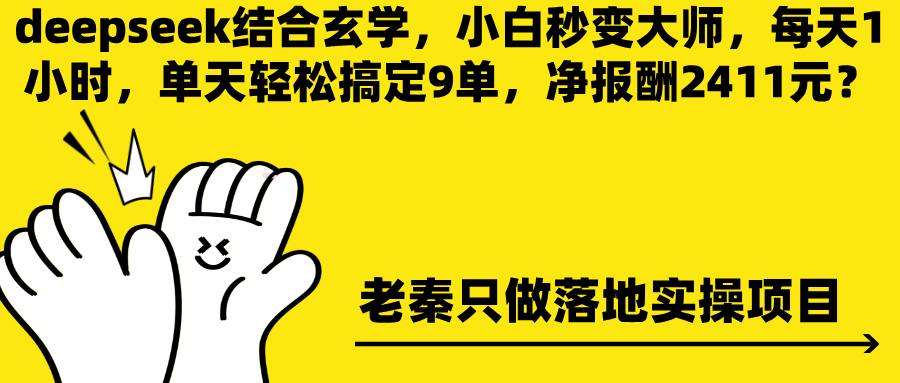 deepseek结合玄学，小白变大师，每天1小时轻松搞定9单，赚2411元