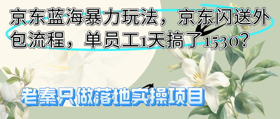 京东蓝海暴力玩法，京东闪送外包流程，单员工1天搞了1530？