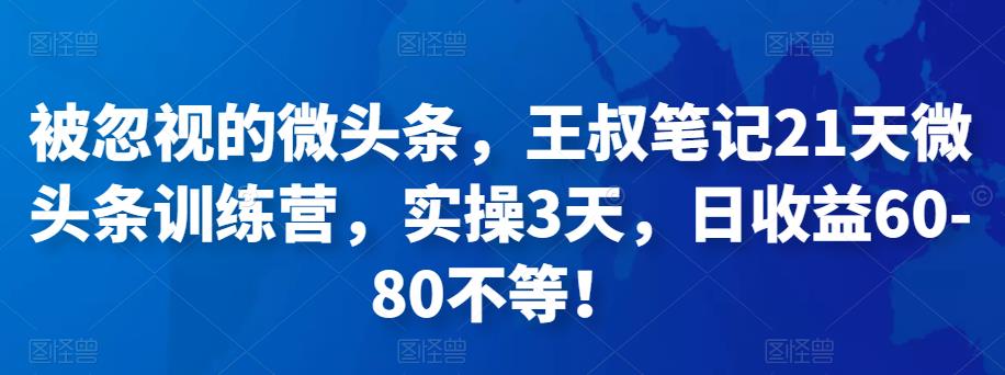 被忽视的微头条，王叔笔记21天微头条训练营，实操3天，日收益60-80不等