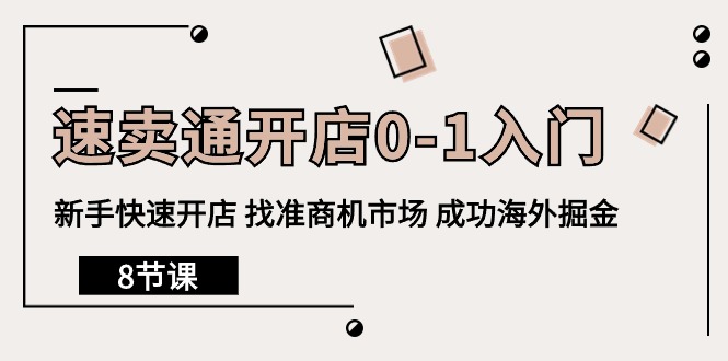 跨境电商速卖通开店0-1入门，新手快速开店 找准商机市场 成功海外掘金（8节课）