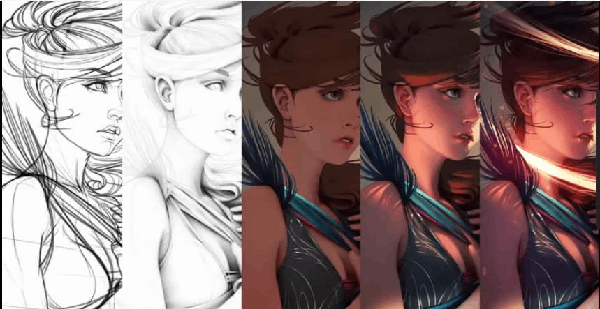 女人头像绘画过程【CG教程】