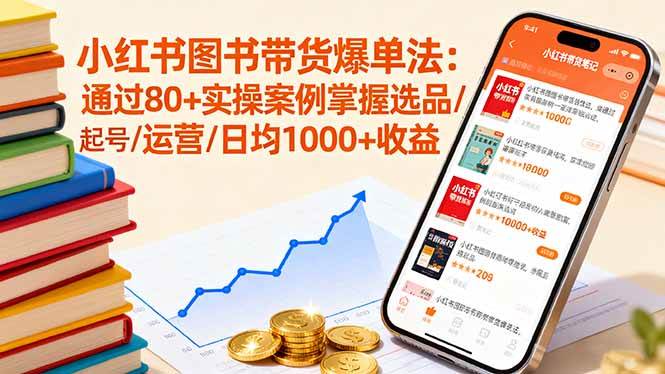 小红书图书带货爆单法：通过80+实操案例掌握选品/起号/运营/日均1000+收益