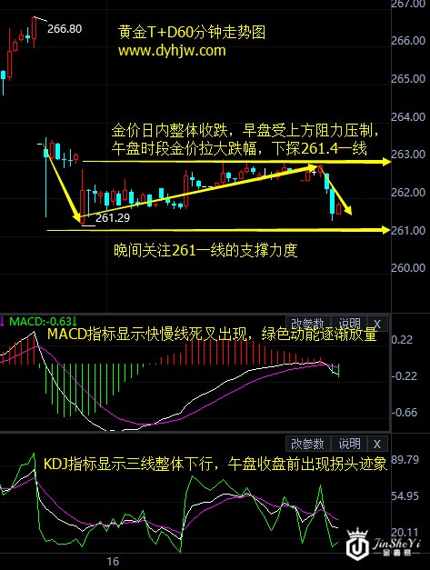 黄金TD直逼261关口 黄金价格大跌地缘争端是主因